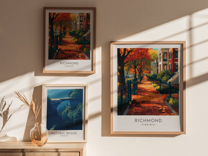Richmond Matte Border Poster | Virginia Destination Print Travel Wall Art — styled in a modern interior