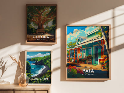 Paia Maui Poster | North Shore Road to Hana Wall Art Print