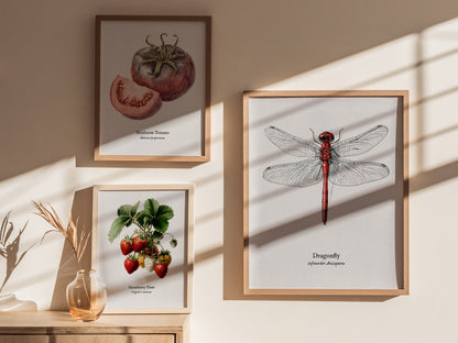 Dragonfly Poster | Vintage Anisoptera Zoological Illustration Wall Art — styled in a modern interior