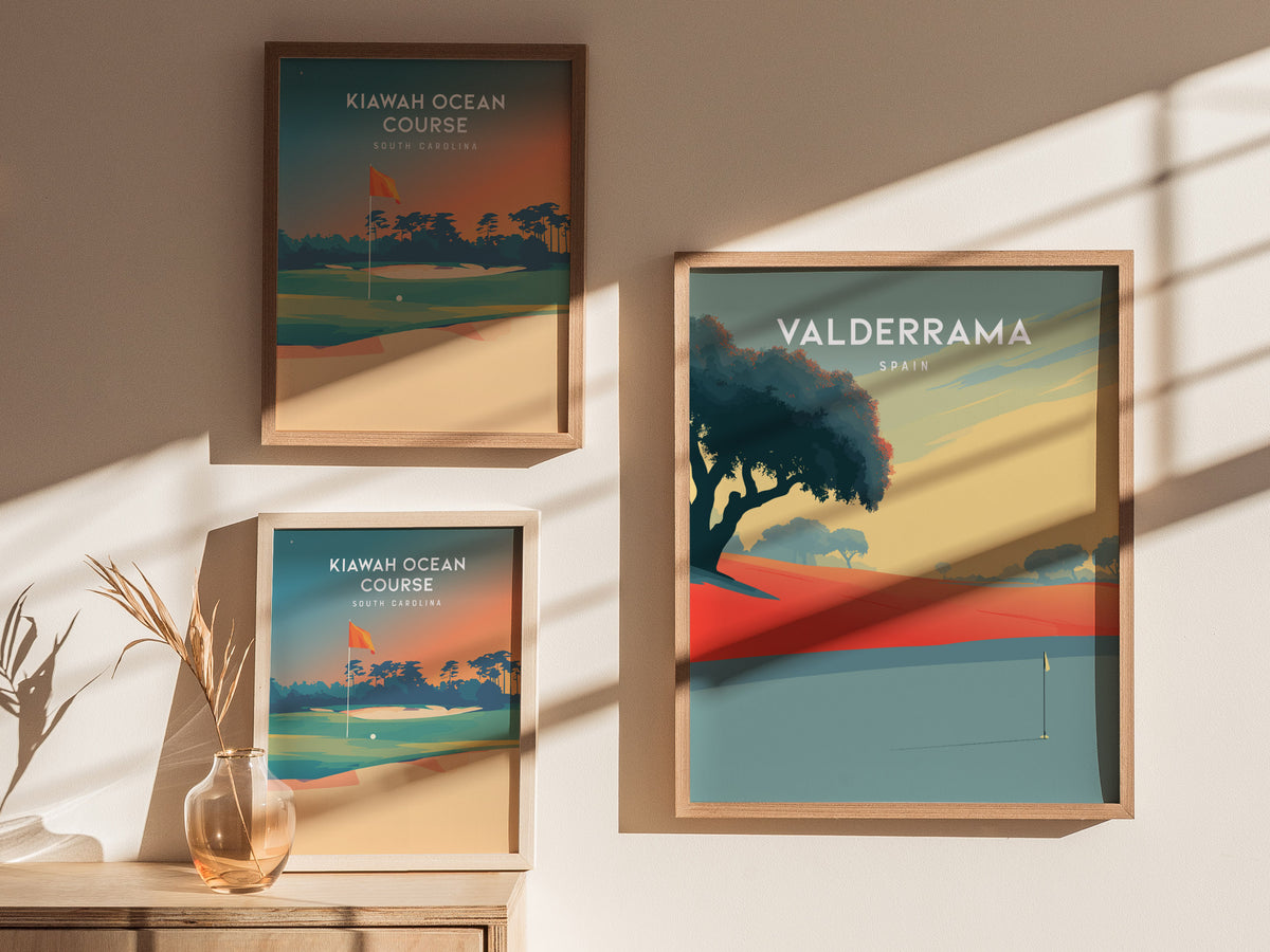 Valderrama, Spain Poster | Sunlit Fairways & Clubhouse Golf Wall Art — styled in a modern interior