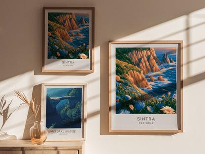 Sintra Matte Border Poster | Portugal Destination Print Travel Wall Art — styled in a modern interior