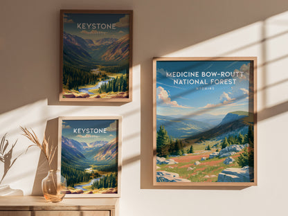 Medicine Bow-Routt National Forest, Wyoming Poster | Alpine Wilderness & Mountain Meadows Wall Art — styled in a modern inter