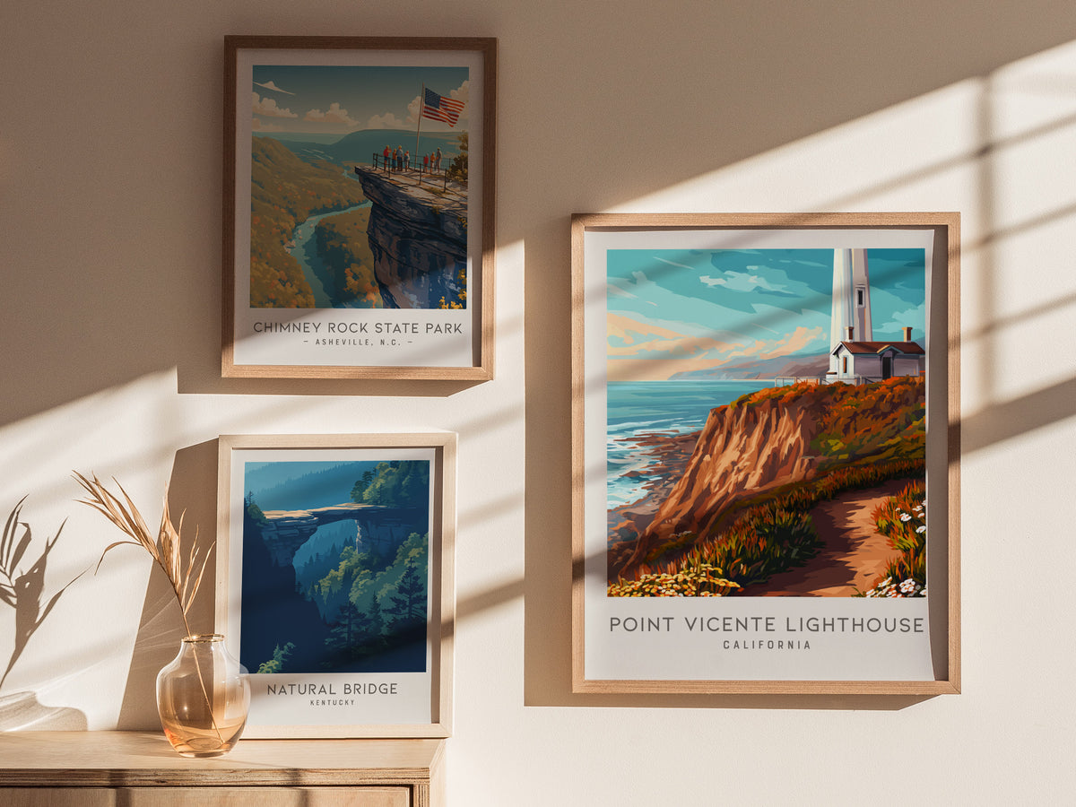 Point Vicente Lighthouse Matte Border Poster | California Travel Wall Art — styled in a modern interior