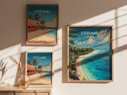 Cozumel, Mexico Poster | Caribbean Island Travel Gift Wall Art — styled in a modern interior