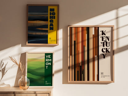 Kentucky The Bluegrass State Poster Abstract Bourbon Wall Art