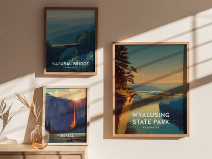 Wyalusing State Park, Wisconsin Poster | Bluffs & River Valley Vista Wall Art — styled in a modern interior