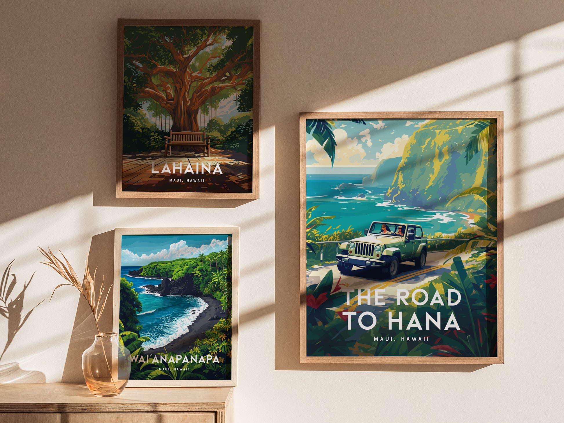 Road to Hana Poster | Maui Hawaii Scenic Drive Travel Art