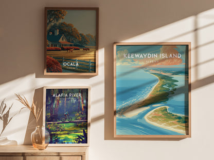 Keewaydin Island, Florida Poster | Secluded Beach & Coastal Decor Wall Art — styled in a modern interior