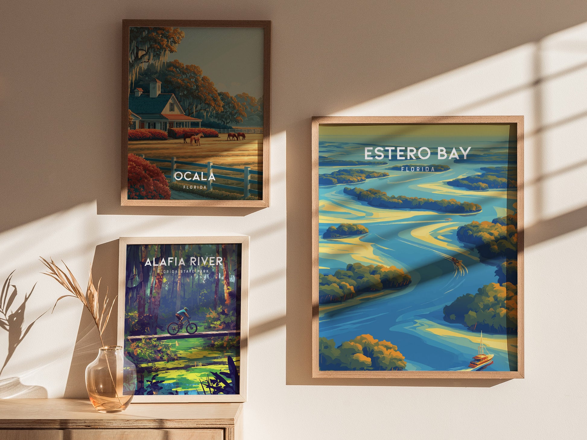 Estero Bay, Florida Poster | Mangroves & Gulf Coast Art Wall Art — styled in a modern interior