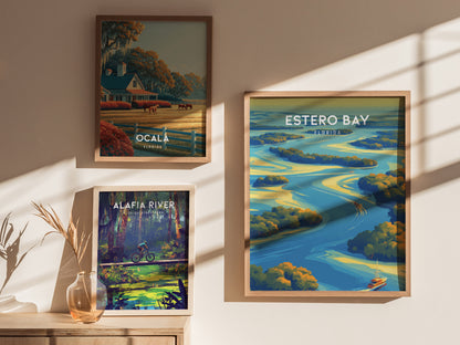 Estero Bay, Florida Poster | Mangroves & Gulf Coast Art Wall Art — styled in a modern interior