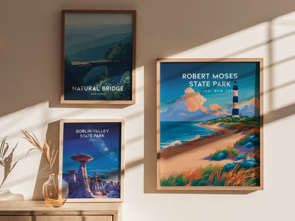Robert Moses State Park, Fire Island, New York Poster | Coastal Beach Decor Wall Art — styled in a modern interior