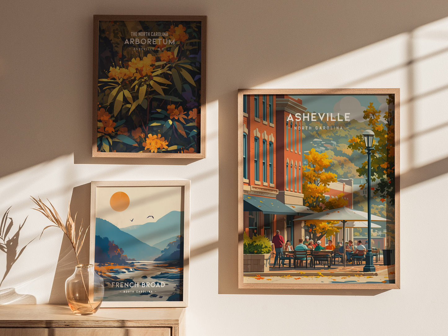 Asheville Downtown Poster | North Carolina Travel Print Wall Art | Framed or Unframed