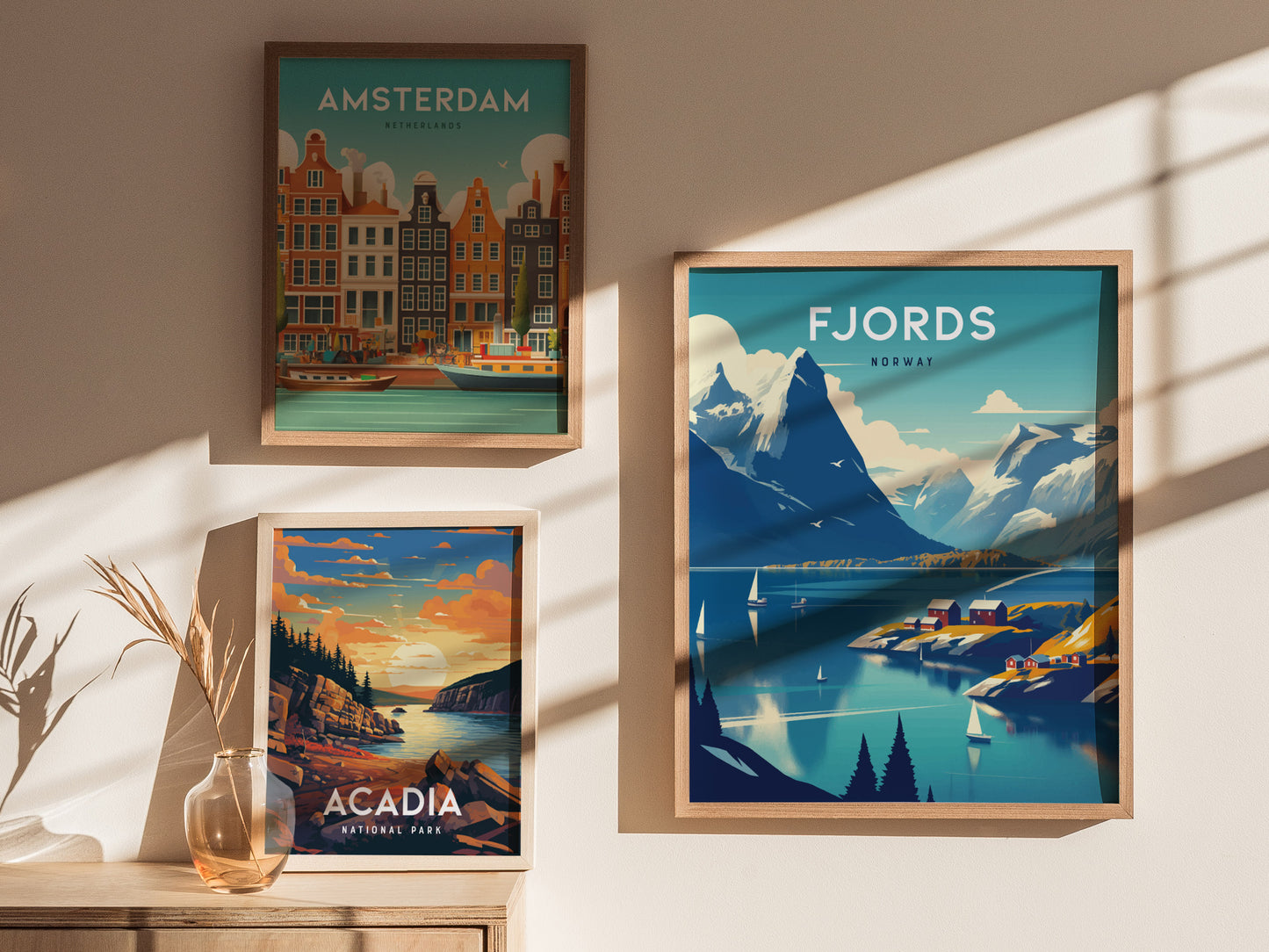 Fjords Norway Poster | Europe Travel Print Wall Art | Framed or Unframed