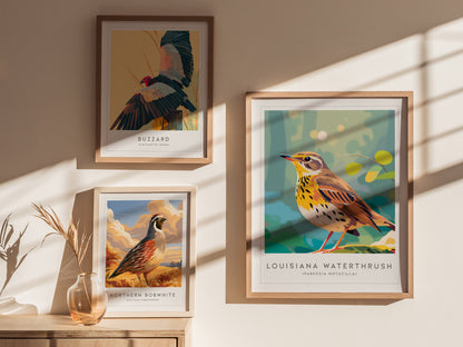 Louisiana Waterthrush, Parkesia motacilla Poster | Streamside Songbird Nature Wall Art — styled in a modern interior