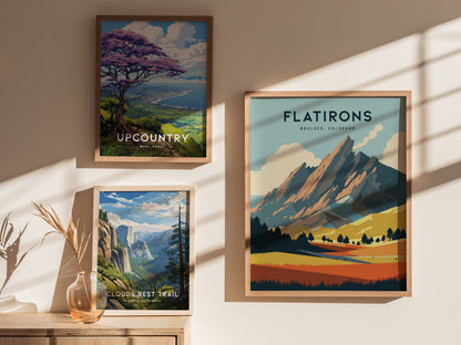Flatirons Poster | Boulder Colorado Nature Landmark Wall Art | Framed or Unframed