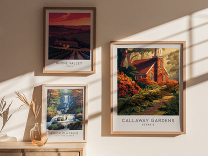 Callaway Gardens Matte Border Poster | Georgia Destination Print Travel Wall Art — styled in a modern interior