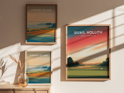 Quail Hollow, North Carolina Poster | Golf Wall Art & Golfer Gift — styled in a modern interior