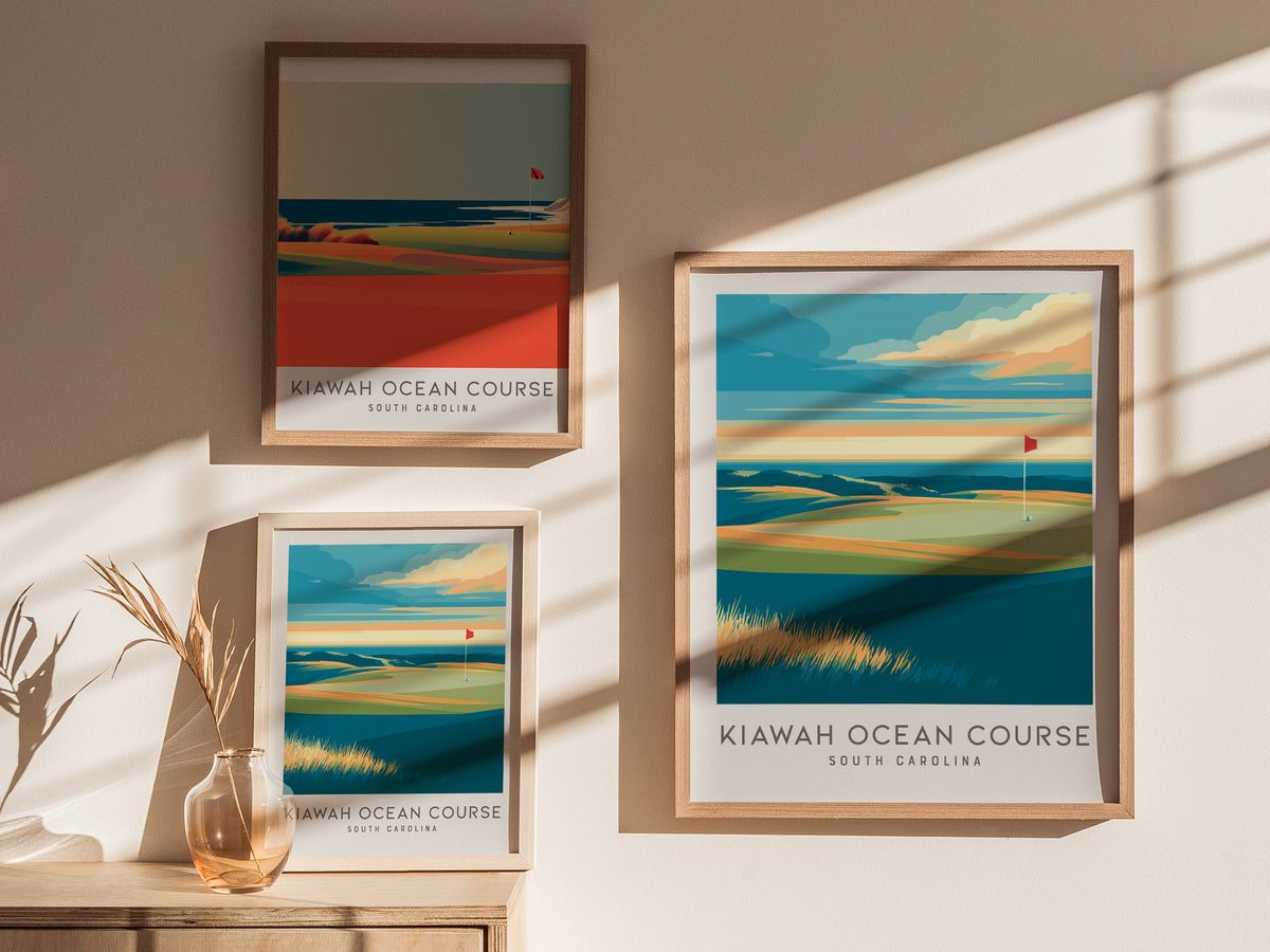 Kiawah Ocean Course Matte Border Poster | South Carolina Golf Wall Art & Framed or Unframed — styled in a modern interior