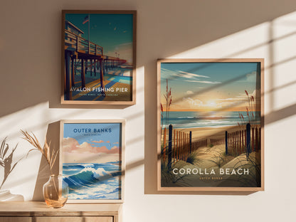 Corolla Beach Poster | Outer Banks Coastal Wall Art | Framed or Unframed