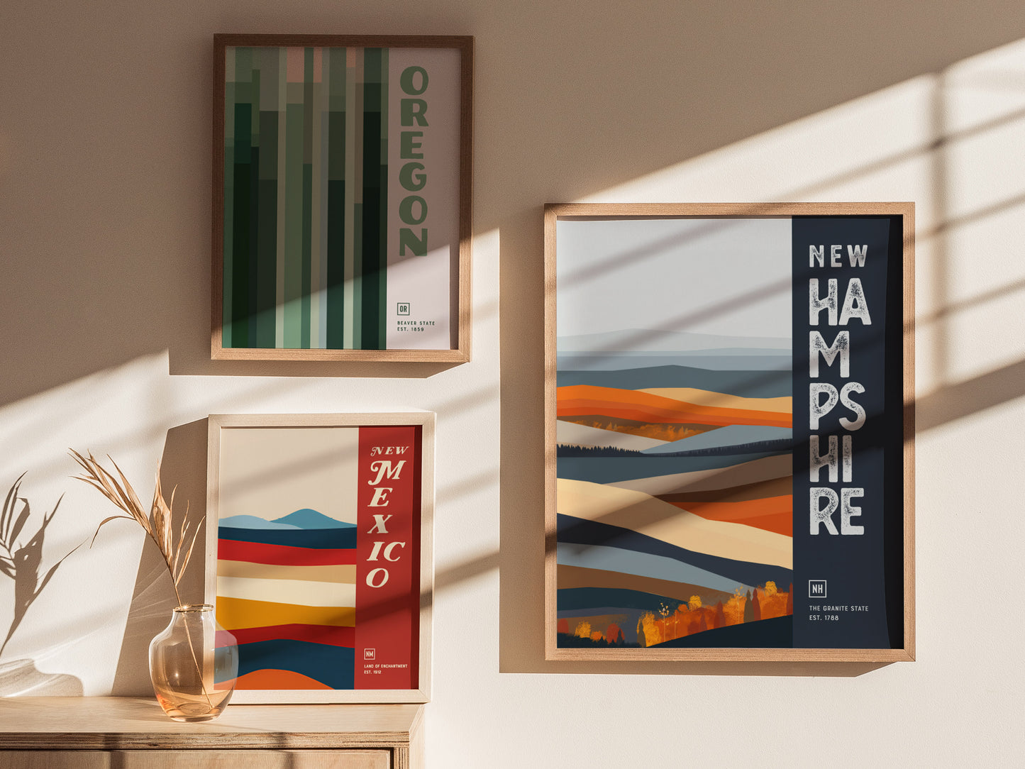 New Hampshire Granite State Poster | State Wall Art Print