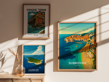 Dubrovnik Croatia Poster | Coastal Old Town Wall Art | Framed or Unframed