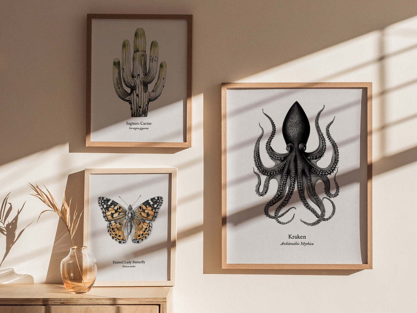 Kraken Poster | Vintage Architeuthis Mythica Zoological Illustration Wall Art — styled in a modern interior