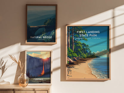 First Landing State Park, Virginia Beach, Virginia Poster | Travel Gift Destination Print Wall Art — styled in a modern inter