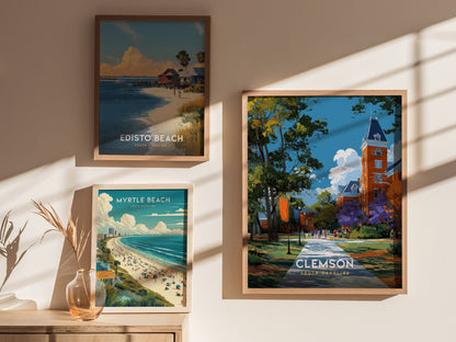Clemson South Carolina Poster | College Town University Campus Wall Art