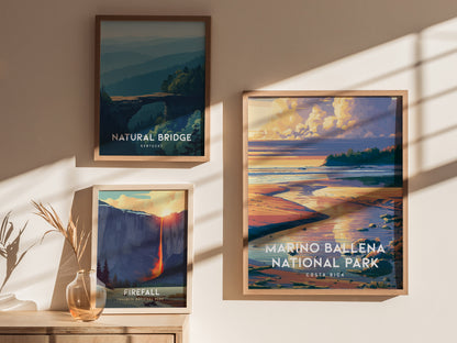 Marino Ballena National Park, Costa Rica Poster | Whale Tail Beach Tropical Wall Art — styled in a modern interior