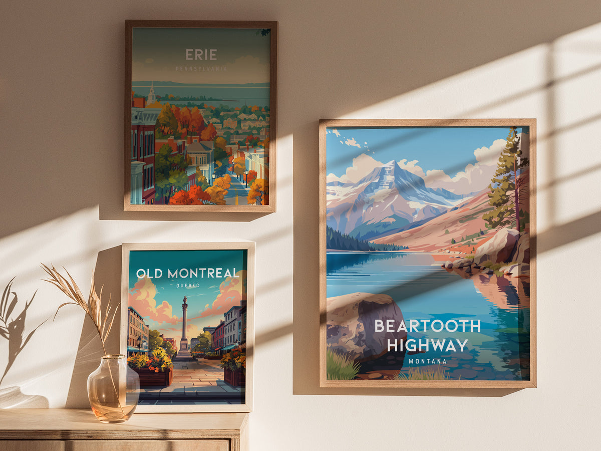 Beartooth Highway, Montana Poster | Alpine Mountain Pass Scenic Wall Art — styled in a modern interior