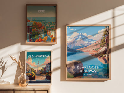 Beartooth Highway, Montana Poster | Alpine Mountain Pass Scenic Wall Art — styled in a modern interior