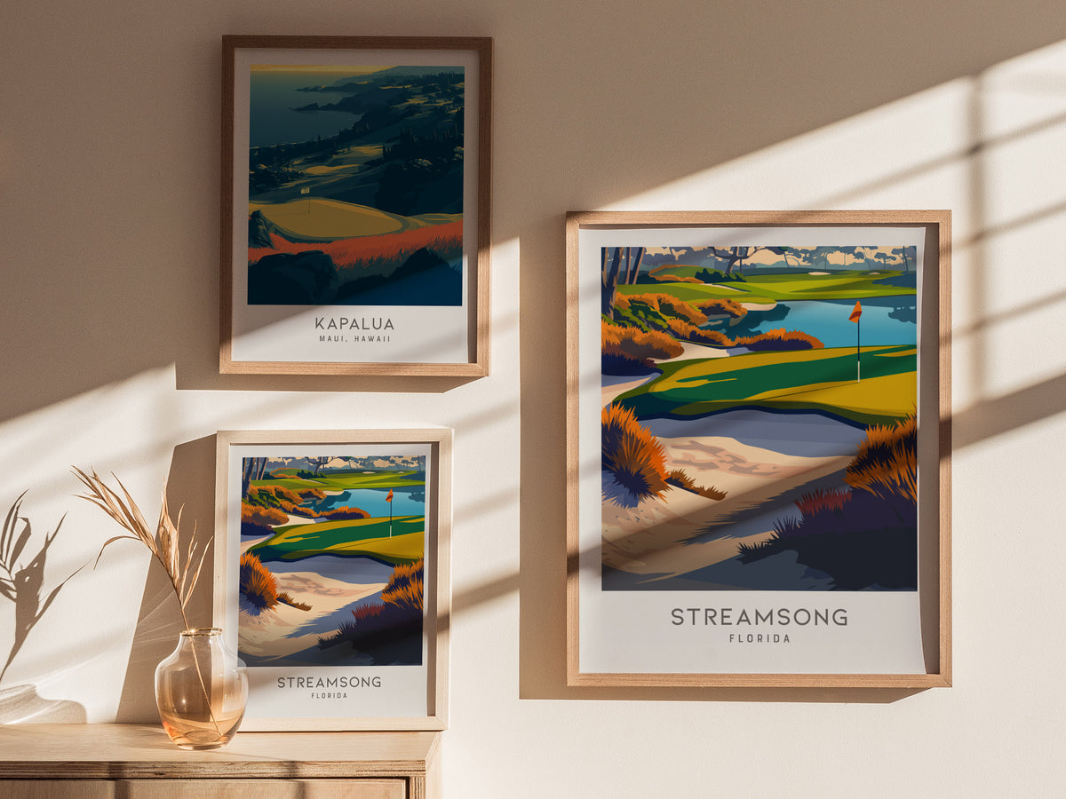 Streamsong Matte Border Poster | Florida Golf Course Print & Country Club Decor — styled in a modern interior