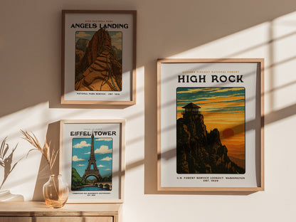 High Rock Lookout Vintage Poster | Gifford Pinchot Forest Wall Art