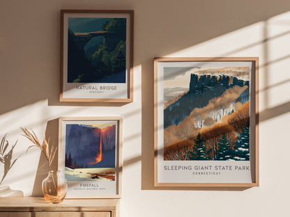 Sleeping Giant State Park Matte Border Poster | Connecticut Travel Wall Art — styled in a modern interior