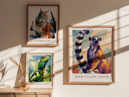 Ring-tailed Lemur Poster | Madagascar Wildlife Wall Art — styled in a modern interior