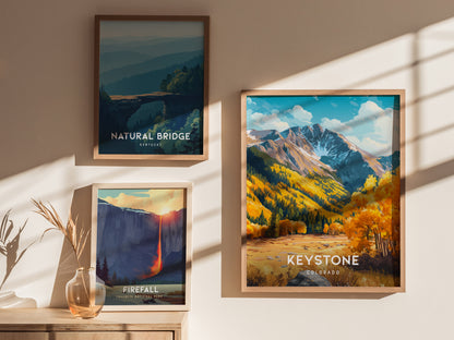 Keystone, Colorado Poster | Snow-Capped Peaks & Ski Village Wall Art — styled in a modern interior