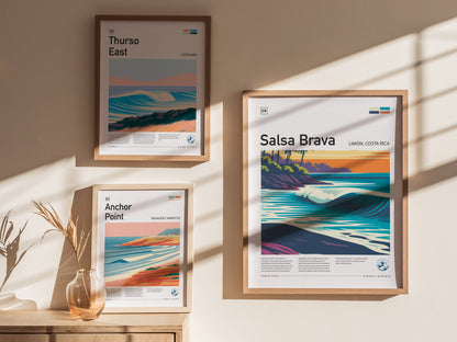 Salsa Brava, Limón, Costa Rica Poster | Caribbean Surf Wave Print Wall Art — styled in a modern interior