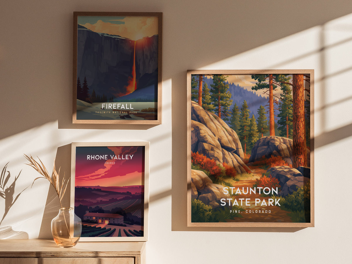 Staunton State Park, Pine, Colorado Poster | Rocky Mountain Trail Adventure Wall Art — styled in a modern interior