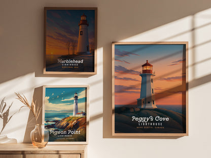 Peggy's Cove Lighthouse Poster | Nova Scotia Coastal Wall Art
