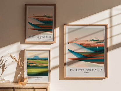 Emirates Golf Club Matte Border Poster | Dubai Golf Course Print & Country Club Decor — styled in a modern interior