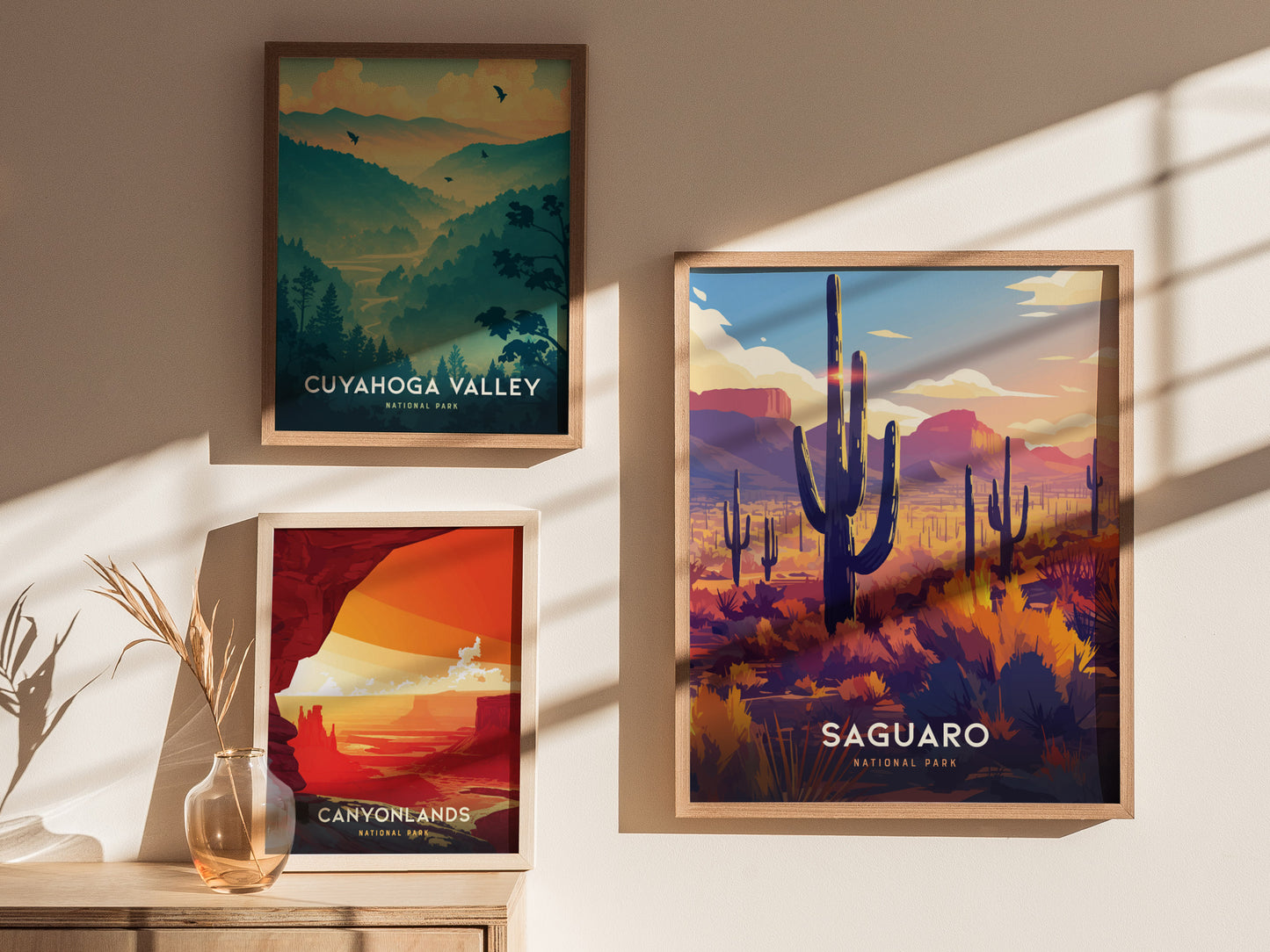 Saguaro National Park Poster | Arizona Desert Art | Sonoran Cacti Landscape
