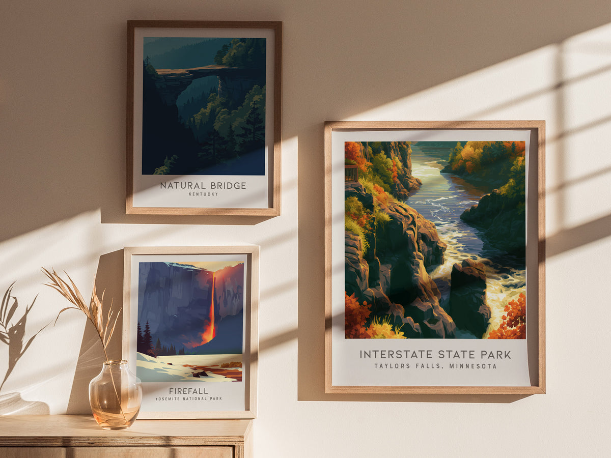 Interstate State Park Matte Border Poster | Taylors Falls, Minnesota Vacation Wall Art — styled in a modern interior