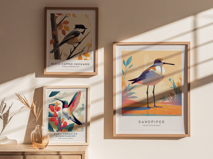 Sandpiper Poster | Beach Bird Art | Coastal Shorebird Wall Print Gift