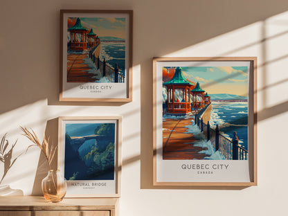 Quebec City Matte Border Poster | Canada Destination Print Travel Wall Art — styled in a modern interior