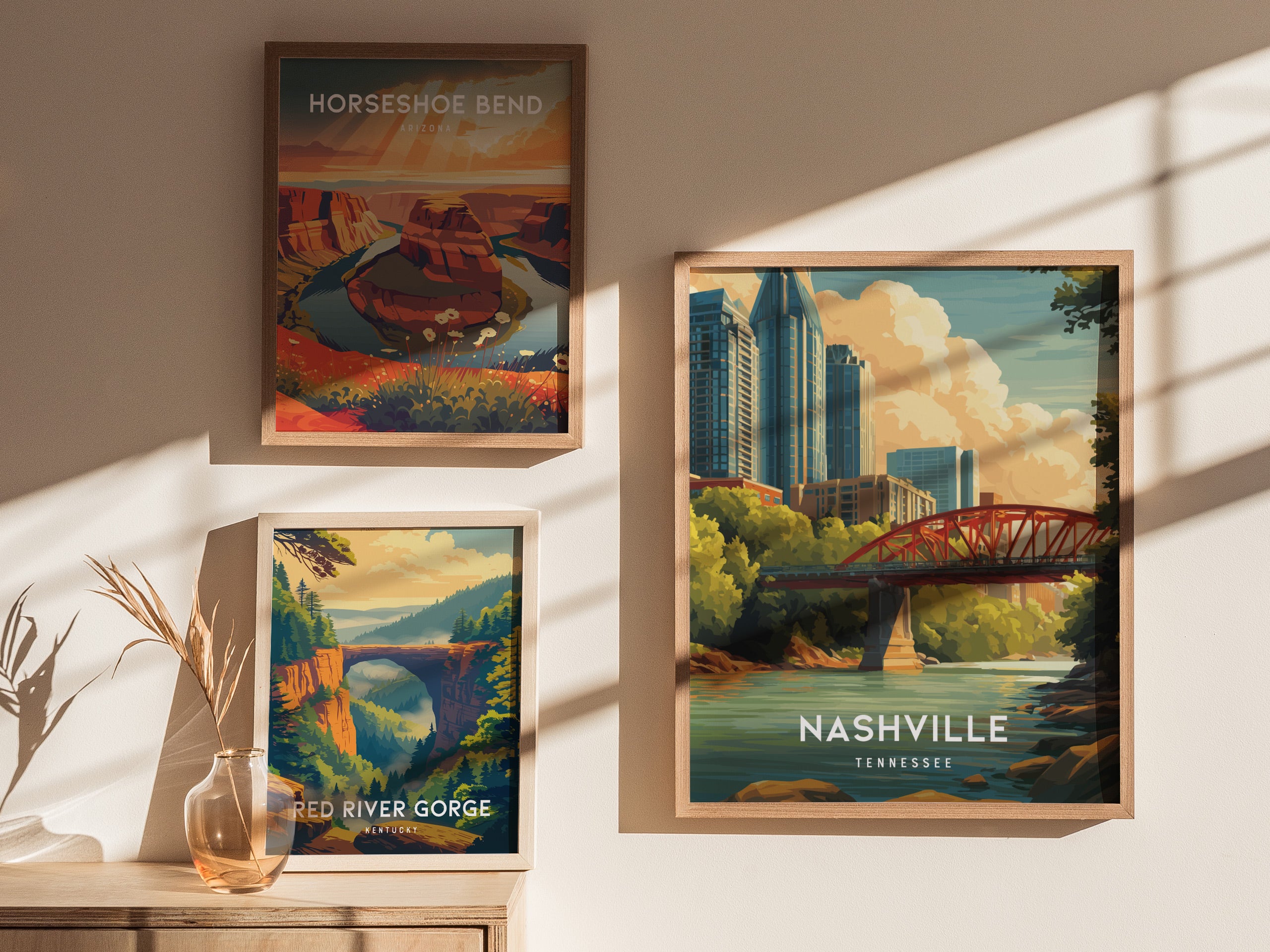 Nashville, Tennessee Poster | Honky-Tonk Skyline Music City Wall