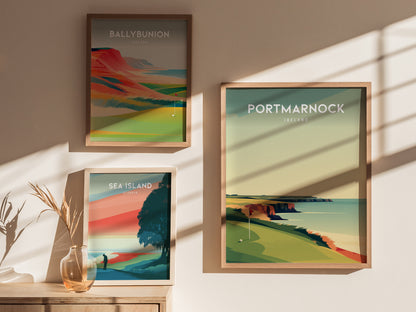 Portmarnock, Ireland Poster | Links Poster & Golfer Gift Wall Art — styled in a modern interior