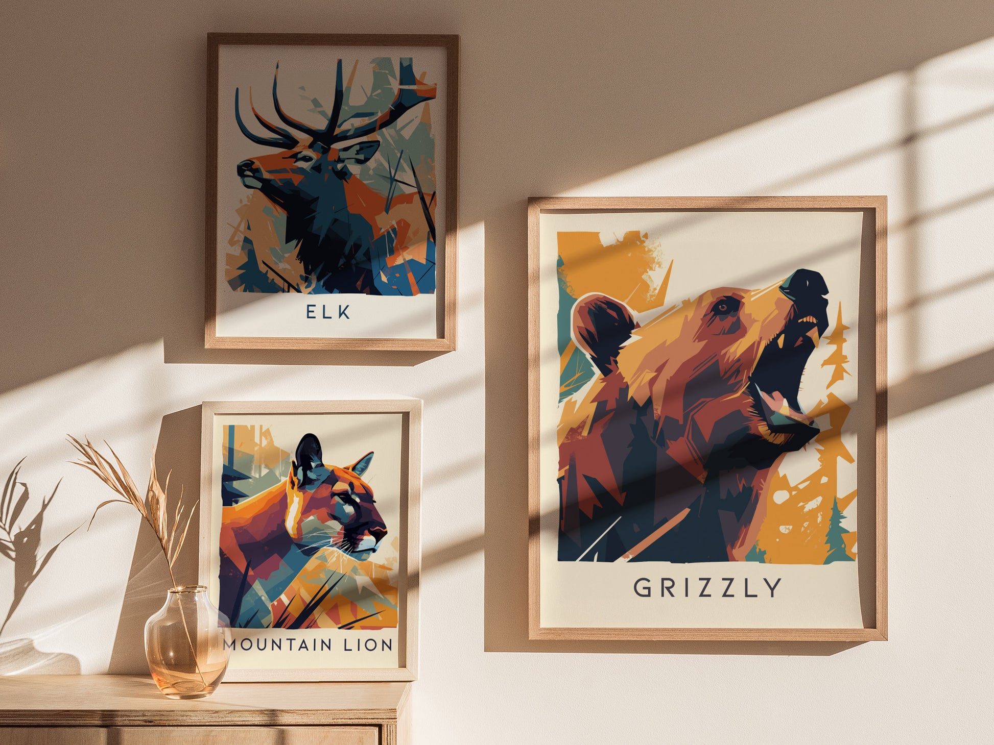 Grizzly Poster | Brown Bear Modern Wildlife Wall Art
