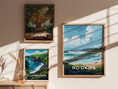 Hookipa Beach Maui Poster | Hawaii Coastal Wall Art