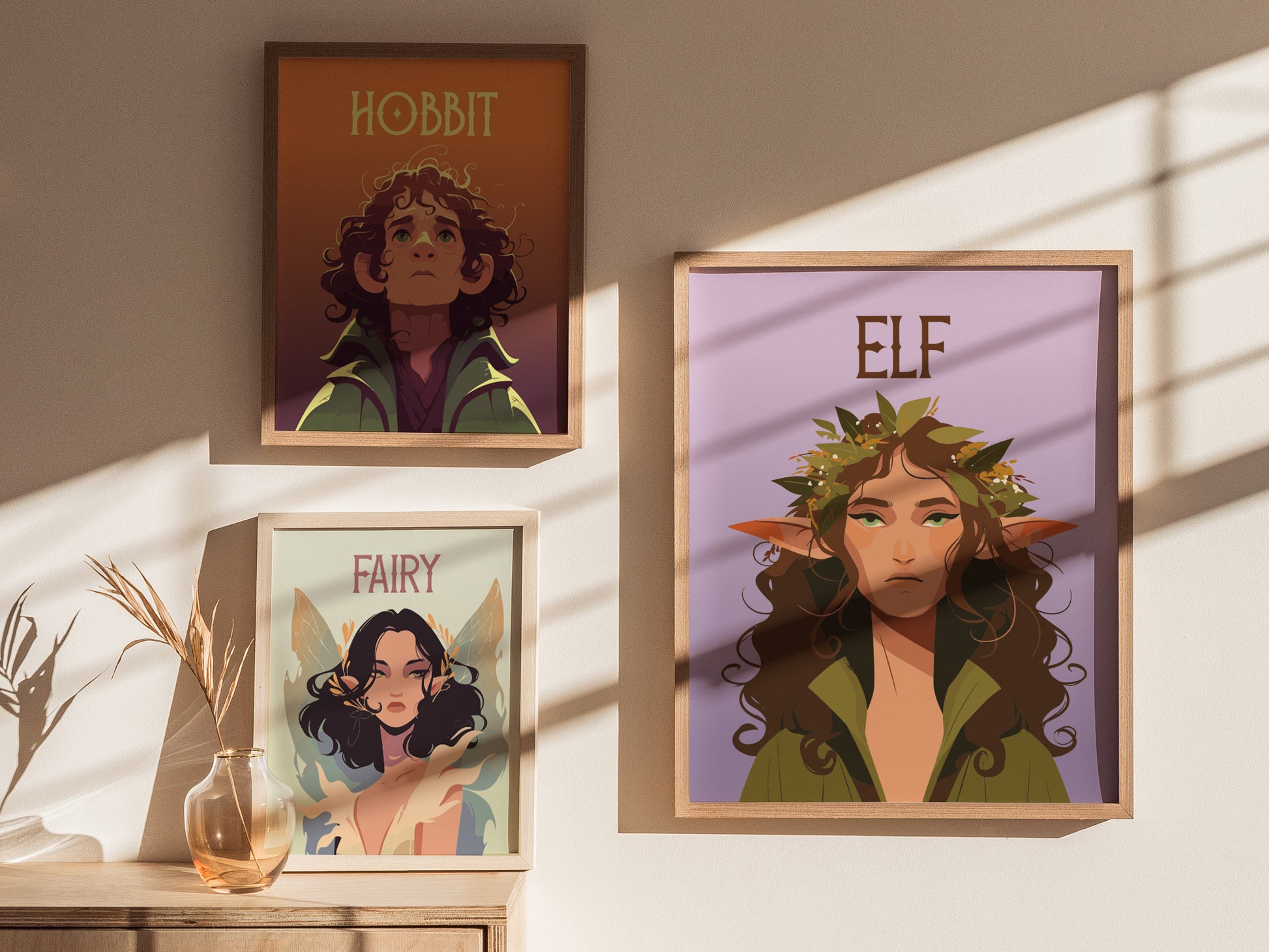 Elf Fantasy Portrait | LOTR Kids Room Wall Art | Framed or Unframed