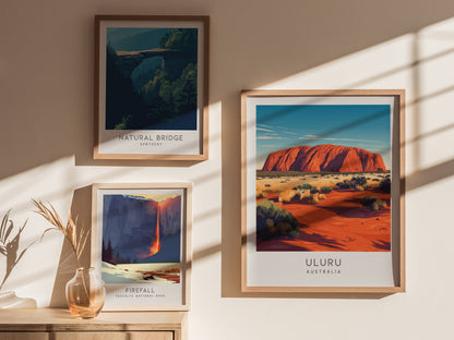 Uluru Matte Border Poster | Australia Travel Wall Art — styled in a modern interior